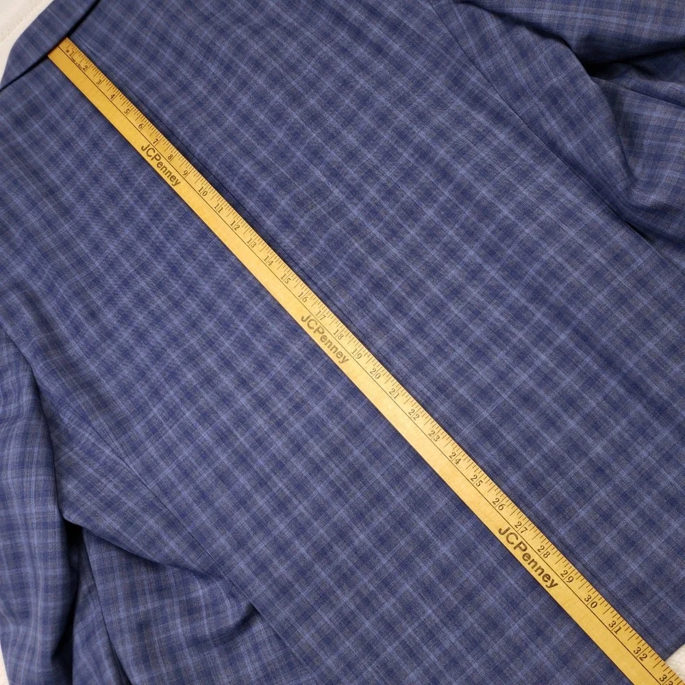 Ralph Ralph Lauren Sport Coat Men 52L Blue Plaid Check Wool Blend Stretch Blazer